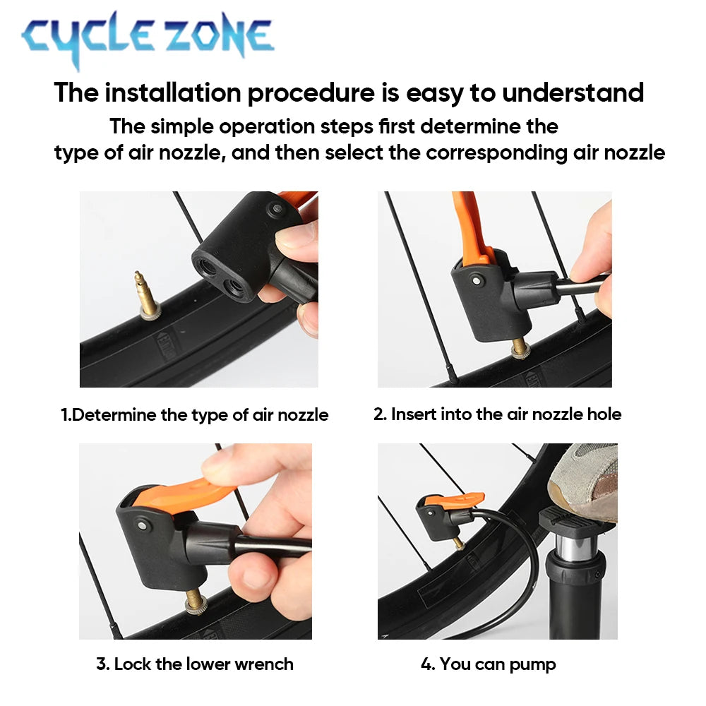 Bike Pump Portable Pedal Bicycle Foot Air Pump Bike Tire Inflator Schrader Presta Valve Cycling Tire Air Inflator Easy Carry