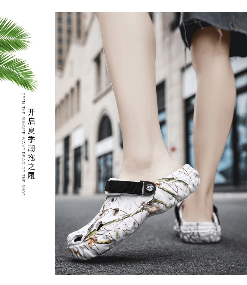 Summer Men Slippers Outdoor Foam Garden Clogs Home Shoes Male hole Shoes Light Water Shoes Comfort Home Soft Slippers
