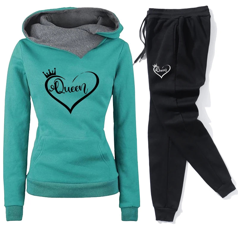 Women’s Hooded Tracksuit Set – Casual Long Sleeve Top & Jogger Pants Outfit