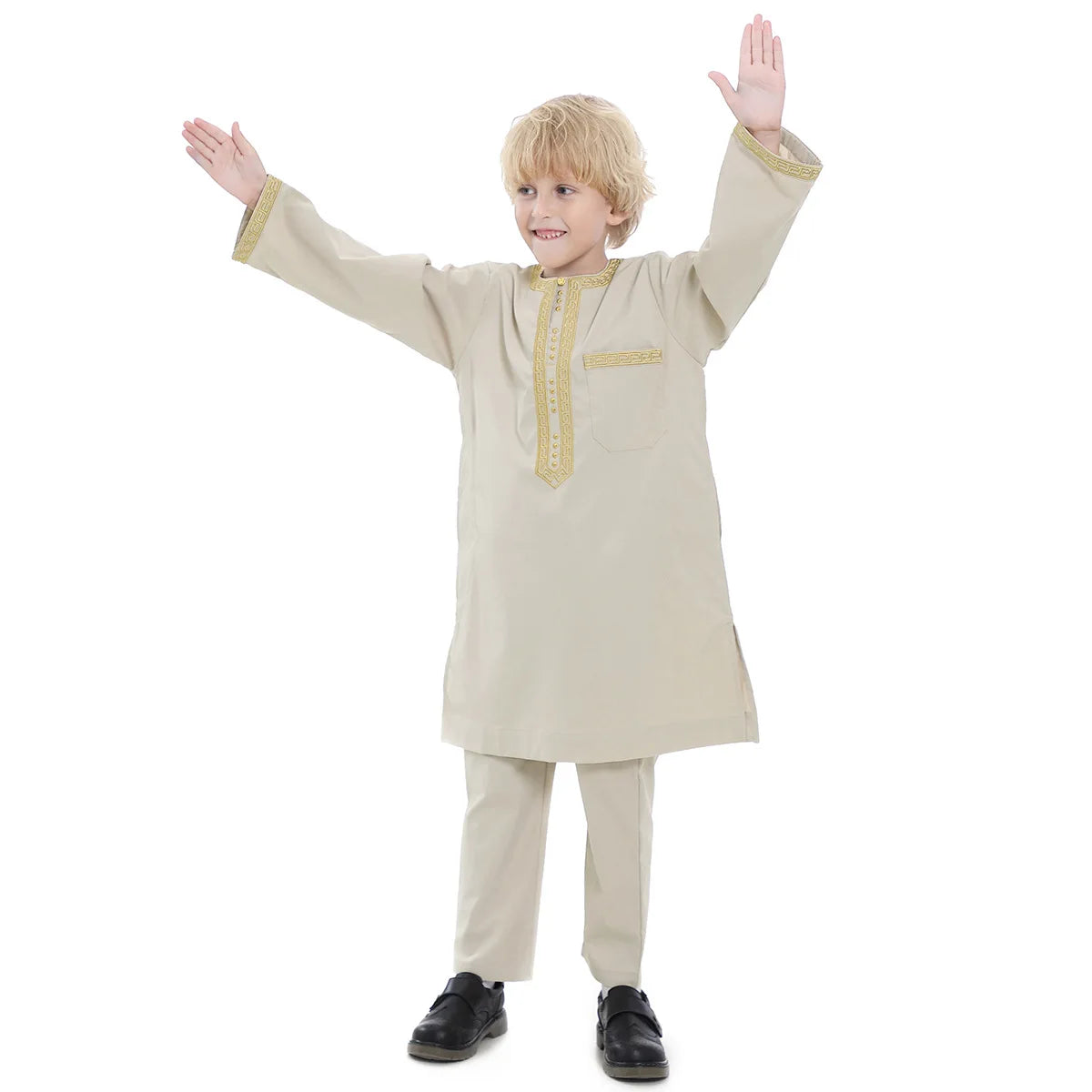 Boys Islamic Thobe – Kids Long Sleeve Traditional Robe