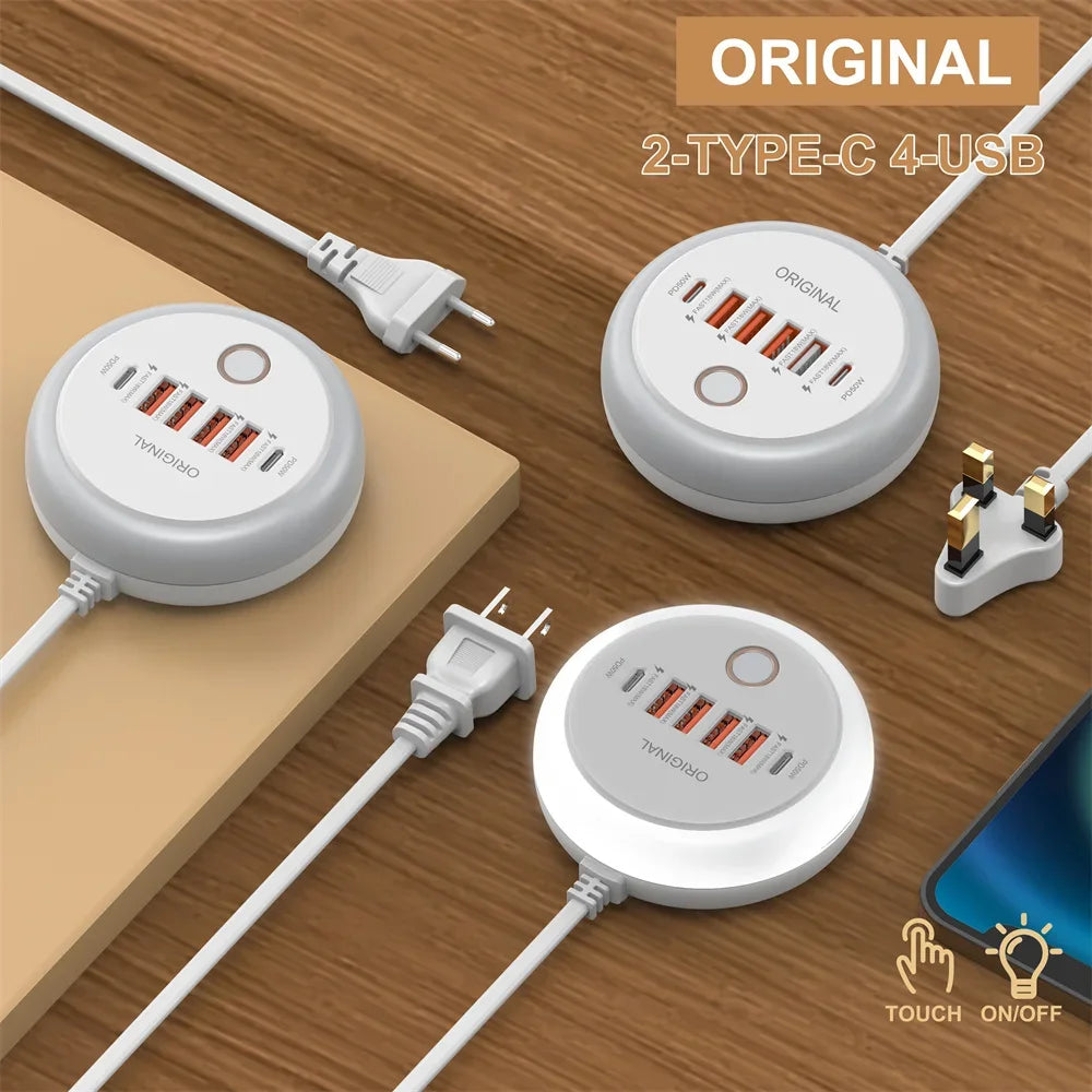 50W Power Strip Multi Port USB C Socket Type C Fast Charging Wall Charger USB Adapter For iPhone12 13 Quick Mobile Phone Charger