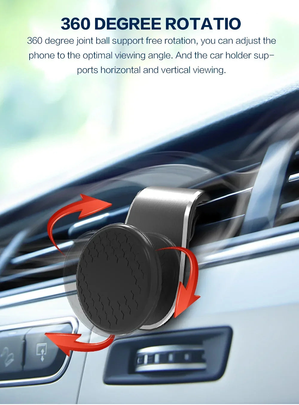 Magnetic Car Phone Mount - Strong L-Type Navigation Stand, 360° Rotation, Universal Fit for All Models, Holder for Smartphones