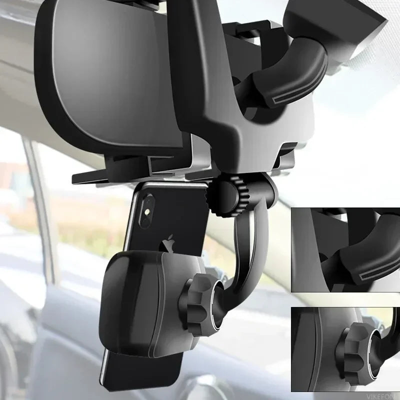 Adjustable Foldable Car Phone Holder Mount Bracket Universal Rearview Mirror GPS Navigation Clip Mobile Stand for Vehicle