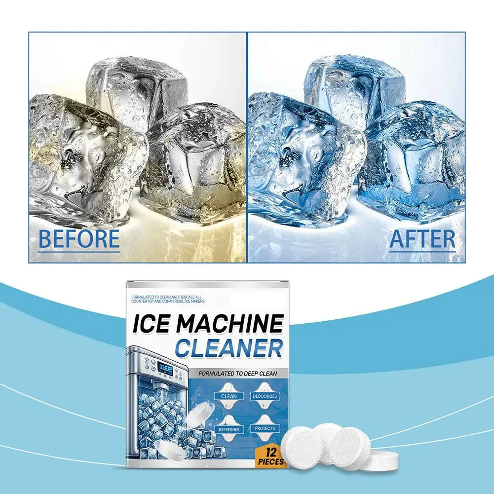 12pcs Ice Machine Cleaning Tablets Home Appliance Care Descaling Deodorizing Prolonging Ice Maker Lifespan Household Tool