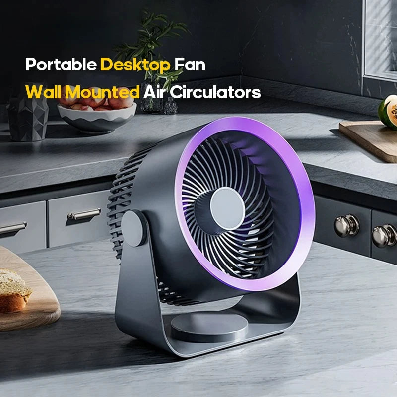 Portable Rechargeable Electric Fan Circulator – Quiet Wireless Desktop Cooling Fan for Home & Office