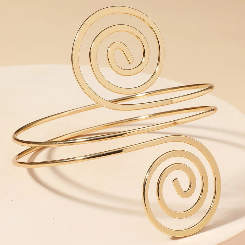 Spiral Shape Adjustable Arm Bangle for Women
