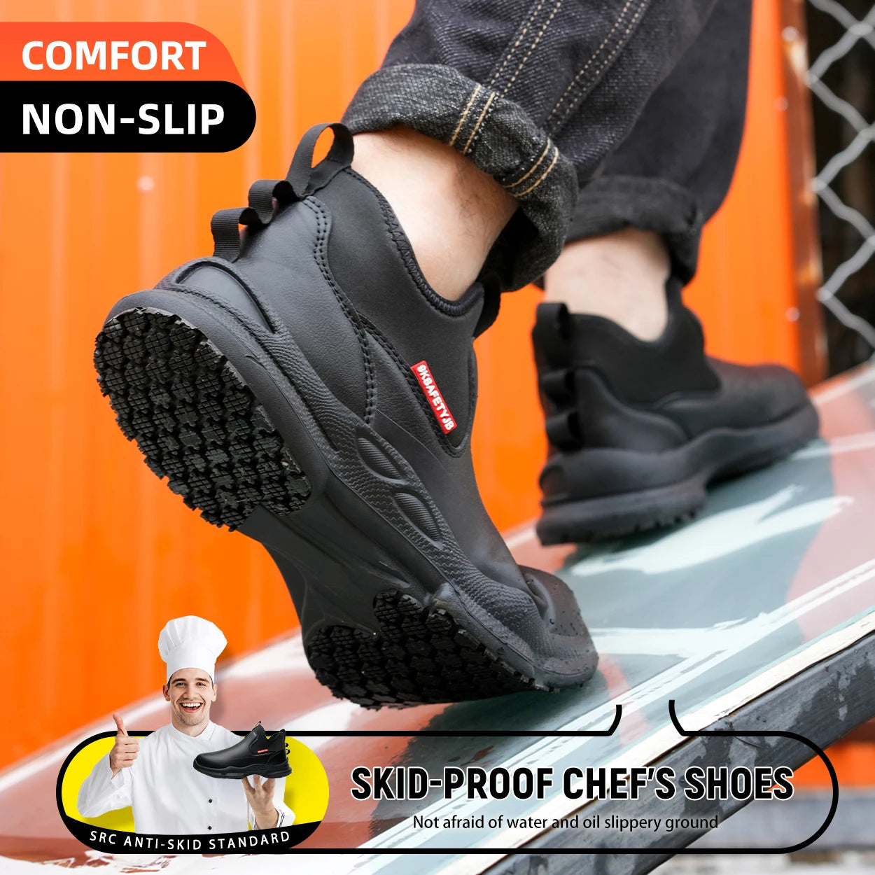 Chef Shoes Four Seasons Anti Slip Oil Resistant Business Casual Men's Work Shoes Fashion Comfort Soft Soled Waterproof Shoes