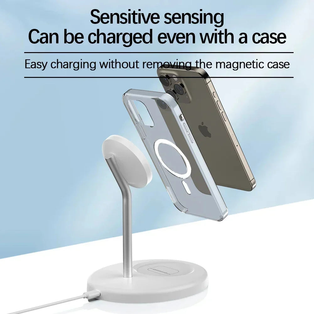 Upgraded 30W Magnetic 2 in 1 Wireless Charger Stand For iPhone 15 14 13 12 Pro Max AirPod Pro Fast Phone Charging Station Holder