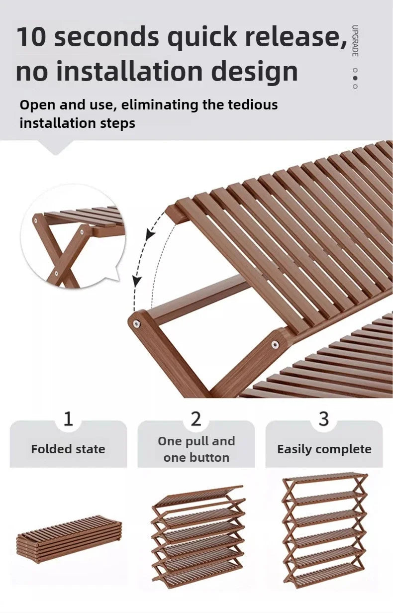 Foldable Multi-Level Shoe Rack – Space Saving Storage Organizer