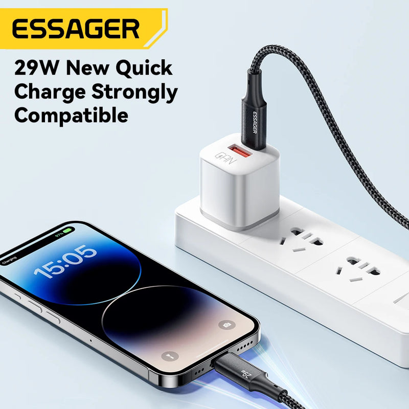 Fast 29W USB-C to USB-C Charging Cable with durable braided design. Supports high-speed data transfer and safe charging for phones, tablets, and more.