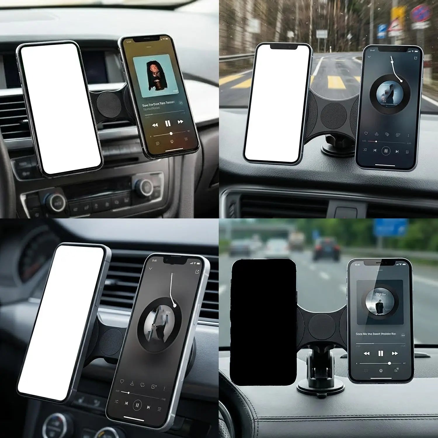 Mount Head Dual-Phone Magnetic Mount for Cars Accessory ABS N52 Magnetic Ring for Secure Attachment Universal Car Bracket