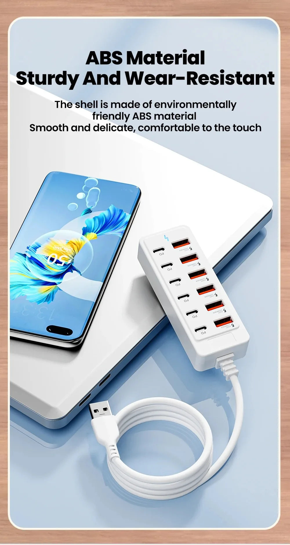 USB Type C Charger 12 in 1 USB HUB Adapter Socket Fast Charging Power Strip Desktop Charging Station For iPhone Samsung