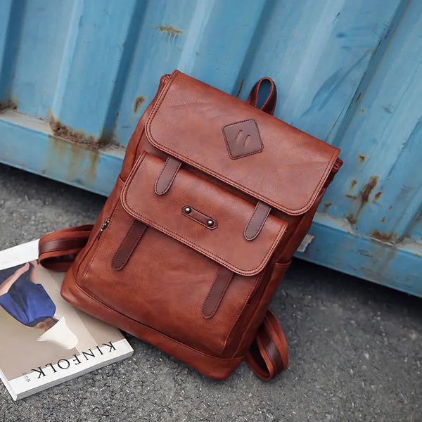 Men's PU Leather Laptop Backpack