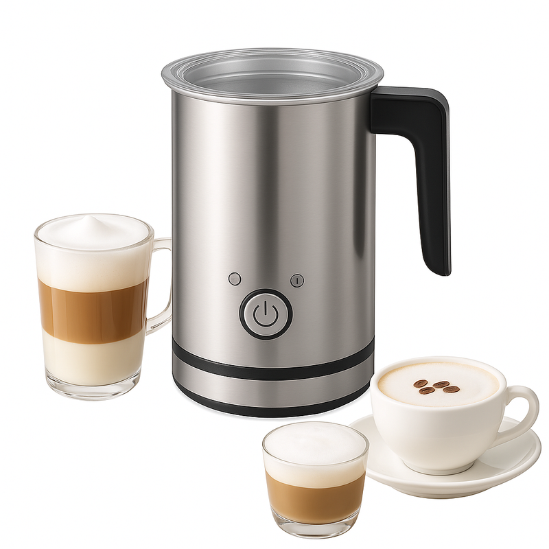 Electric Milk Frother & Steamer – Hot & Cold Foam Maker for Coffee, Latte & Cappuccino, 4-in-1 Stainless Steel Frother”