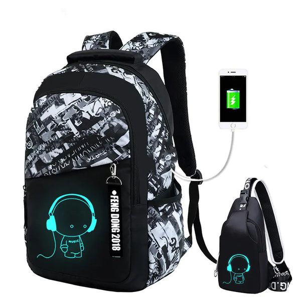 Luminous Laptop Backpack – Waterproof School & Travel Bag for Men/Women