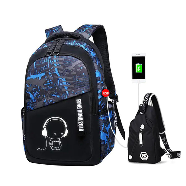 Luminous Laptop Backpack – Waterproof School & Travel Bag for Men/Women