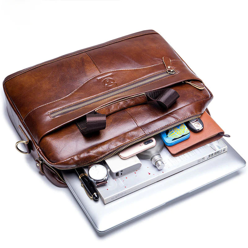 Genuine Leather Laptop Briefcase for Men